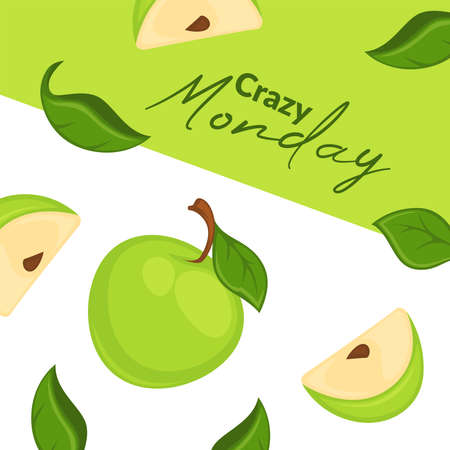 Crazy monday, ripe apples in shop advertisementのイラスト素材