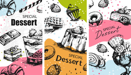Special sweet desserts, cafe or bakery shop vectorのイラスト素材