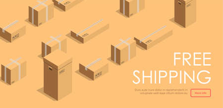 Free shipping and delivery on time, logistics webのイラスト素材