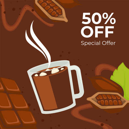 Special offer on hot chocolate or cocoa drinksのイラスト素材