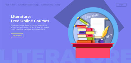 Literature free online courses website page infoのイラスト素材