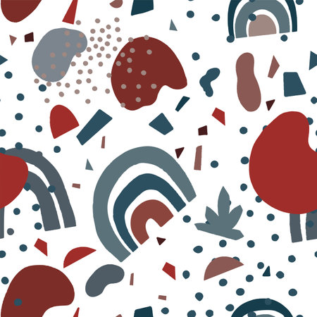 Mid century modern abstract shape seamless patternのイラスト素材