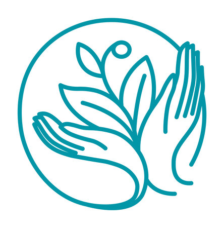 Natural organic product, hands holding foliageのイラスト素材