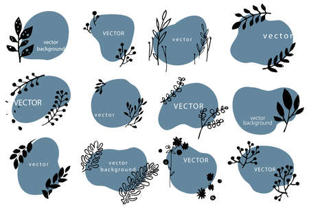 Floral banner with copy space and botany leavesのイラスト素材