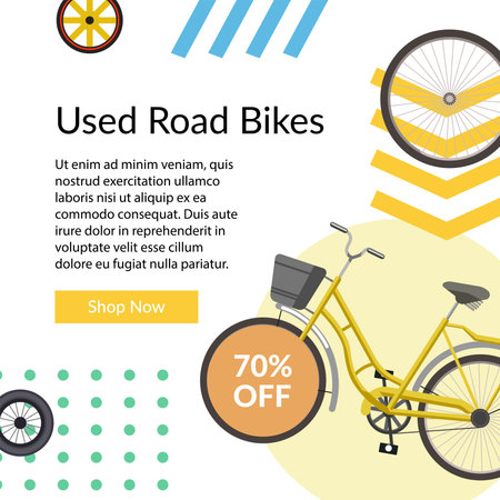 Used road bikes, online shop with 70 percent offのイラスト素材