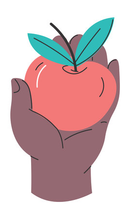Hand holding ripe apple, healthy eating dietingのイラスト素材