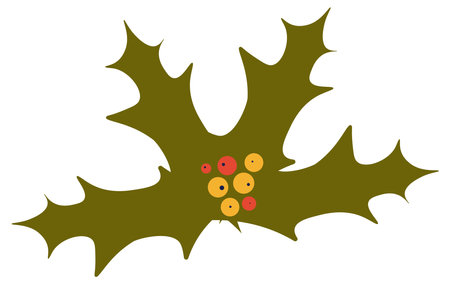 Mistletoe plant with berries, leaf symbol of xmasのイラスト素材
