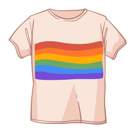 Tshirt with rainbow flag symbol, lgbt pride vectorのイラスト素材