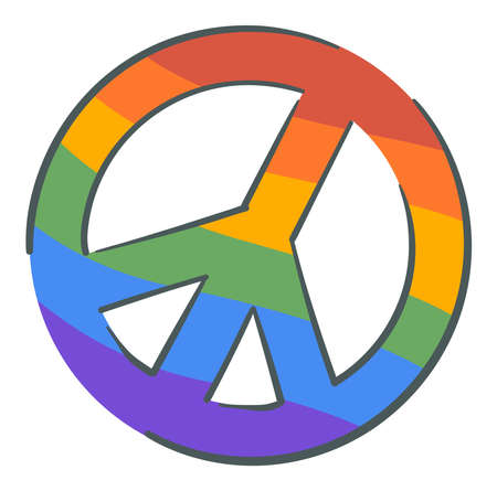 Hippie sign, peace symbol with rainbow vectorのイラスト素材