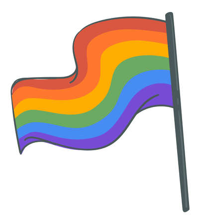 Rainbow colorful flag on pole, lgbt pride supportのイラスト素材
