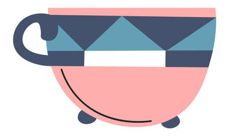 Porcelain cup with geometric shapes and linesのイラスト素材