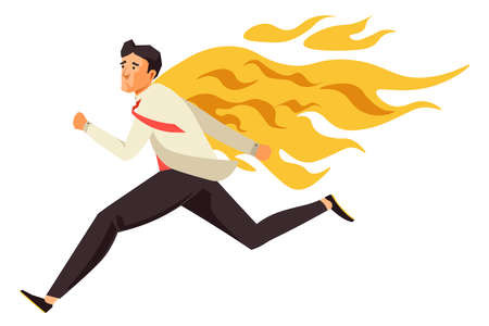 Businessman hurrying up, running male characterのイラスト素材