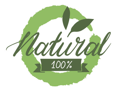 Natural 100 percent guarantee, eco organic bannerのイラスト素材