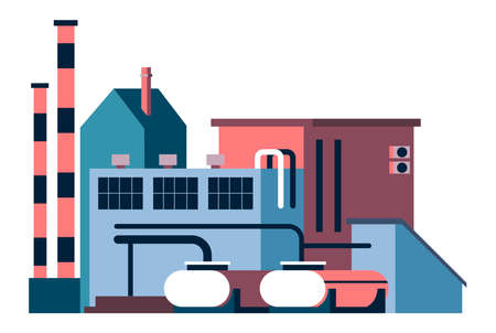Factory or facility industries production buildingのイラスト素材
