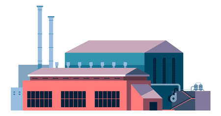 Factory exterior, facility exterior, plant stationのイラスト素材