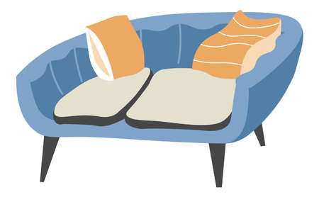 Soft armchair with pillows and cushions furnitureのイラスト素材