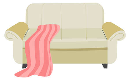 Sofa or armchair with soft blanket decorationのイラスト素材