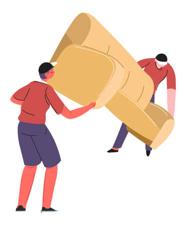 People moving furniture, men with large couchのイラスト素材