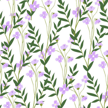 Blooming matthiola flower with leaves and petalsのイラスト素材