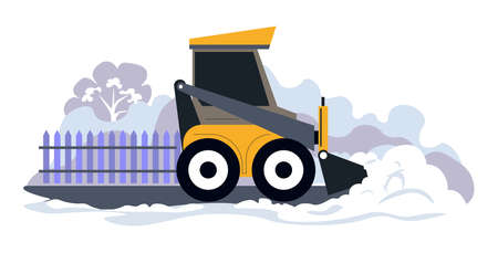 Tractor removing snow, cleaning machine vectorのイラスト素材
