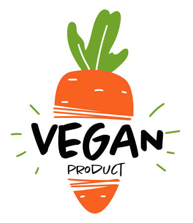 Vegan product label, raw carrot and text emblemのイラスト素材