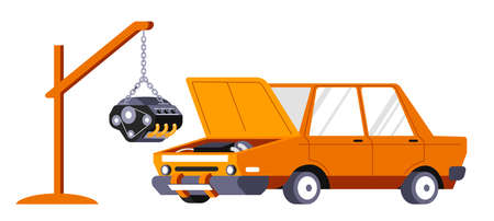 Car service and repairing, changing engine of autoのイラスト素材