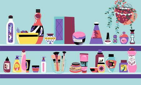 Cosmetics and hygiene products for skincare vectorのイラスト素材
