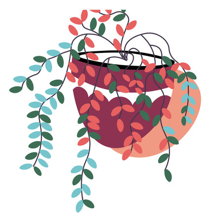 Flower with hanging branches and leaves foliageのイラスト素材