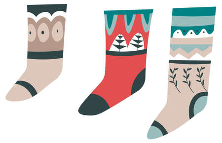 Warm winter socks, cozy clothes for cold seasonのイラスト素材