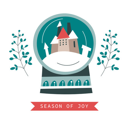 Season of joy, xmas and new year greeting cardのイラスト素材