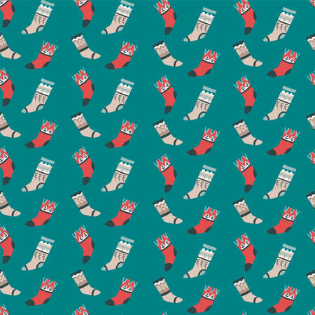 Knitted socks and knitwear, xmas and new yearのイラスト素材