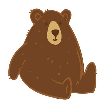Bear animal toy, soft and fluffy plaything vectorのイラスト素材