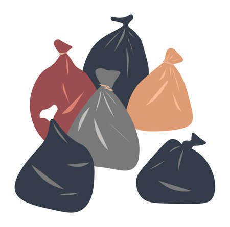 Garbage in bags, plastic sacks with litter vectorのイラスト素材