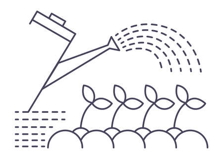 Watering saplings or plants, flowers horticultureのイラスト素材