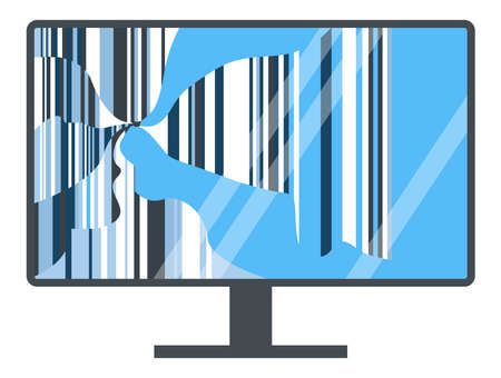 Broken screen of TV or computer monitor vectorのイラスト素材