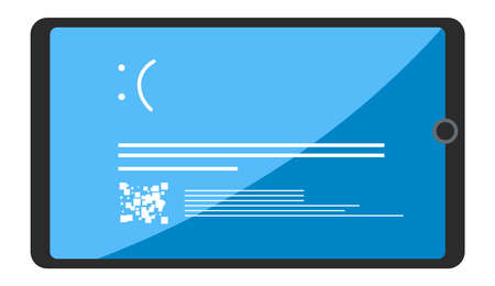 Broken electronic device, tablet showing error