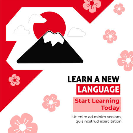 Learn new language start today, courses or lessonsのイラスト素材