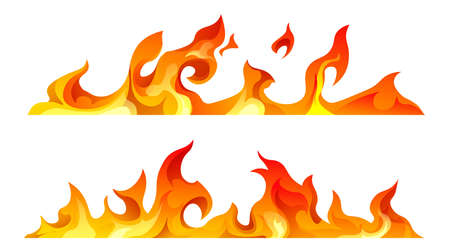 Burning flames, fire or explosion icons vectorのイラスト素材