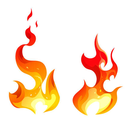 Fire and flames, explosion or blazing icon vectorのイラスト素材