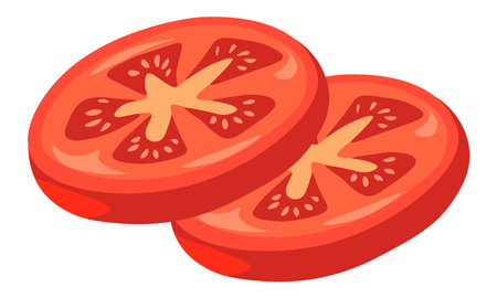 Slices of tomato vegetable, organic veggies vectorのイラスト素材