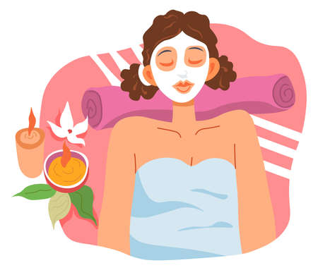 Facial skincare and treatment in spa salon vectorのイラスト素材