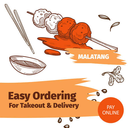 Easy ordering for takeout and delivery malatangのイラスト素材