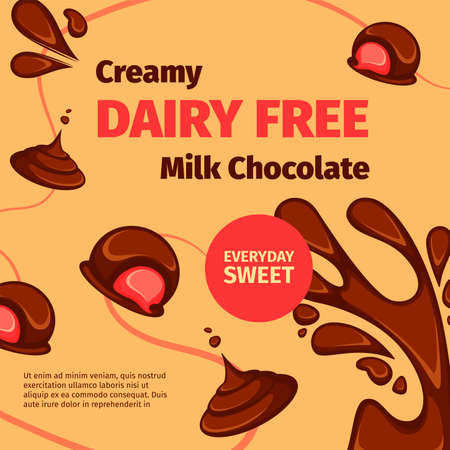 Creamy dairy free milk chocolate sweet dessertのイラスト素材