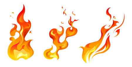 Fire burning, inflammation and ignition vectorのイラスト素材