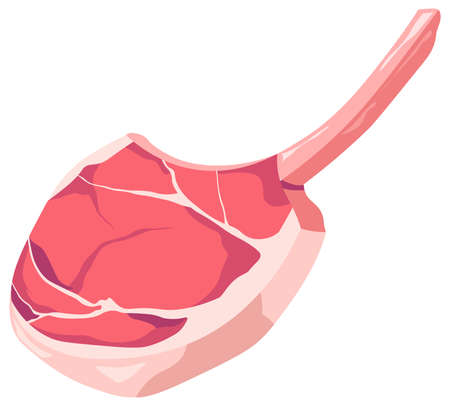 Pork loin, centre chop frenched meat cut butcheryのイラスト素材