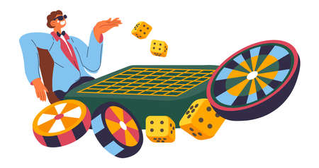 Gambling and playing game for money throw diceのイラスト素材
