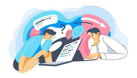 People working on online project searching in webのイラスト素材