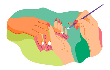 Nailcare and manicure, woman with nail polishのイラスト素材