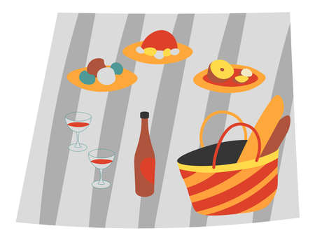 Picnic breakfast or lunch, food and drinks vectorのイラスト素材