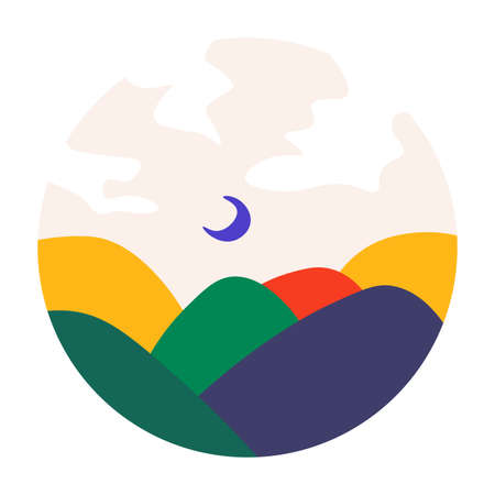 Landscape nature view, hills and mountains vectorのイラスト素材